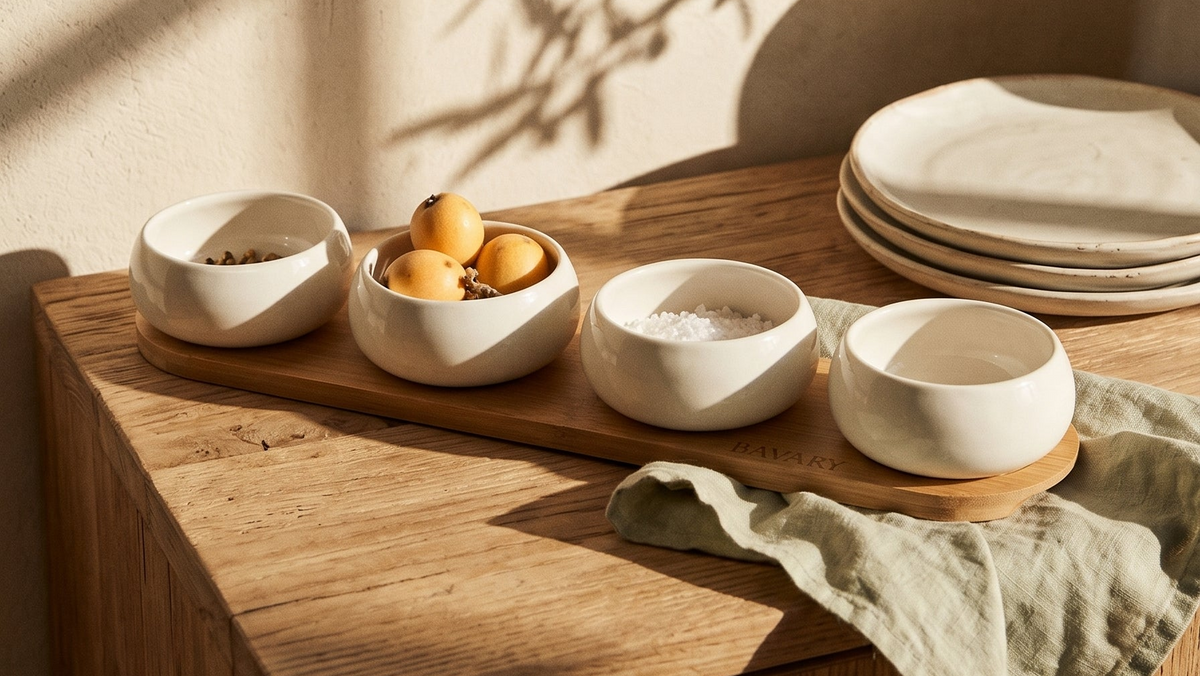 Bols et plats à mezze en céramique brute pour table de partage — Maison Azuria