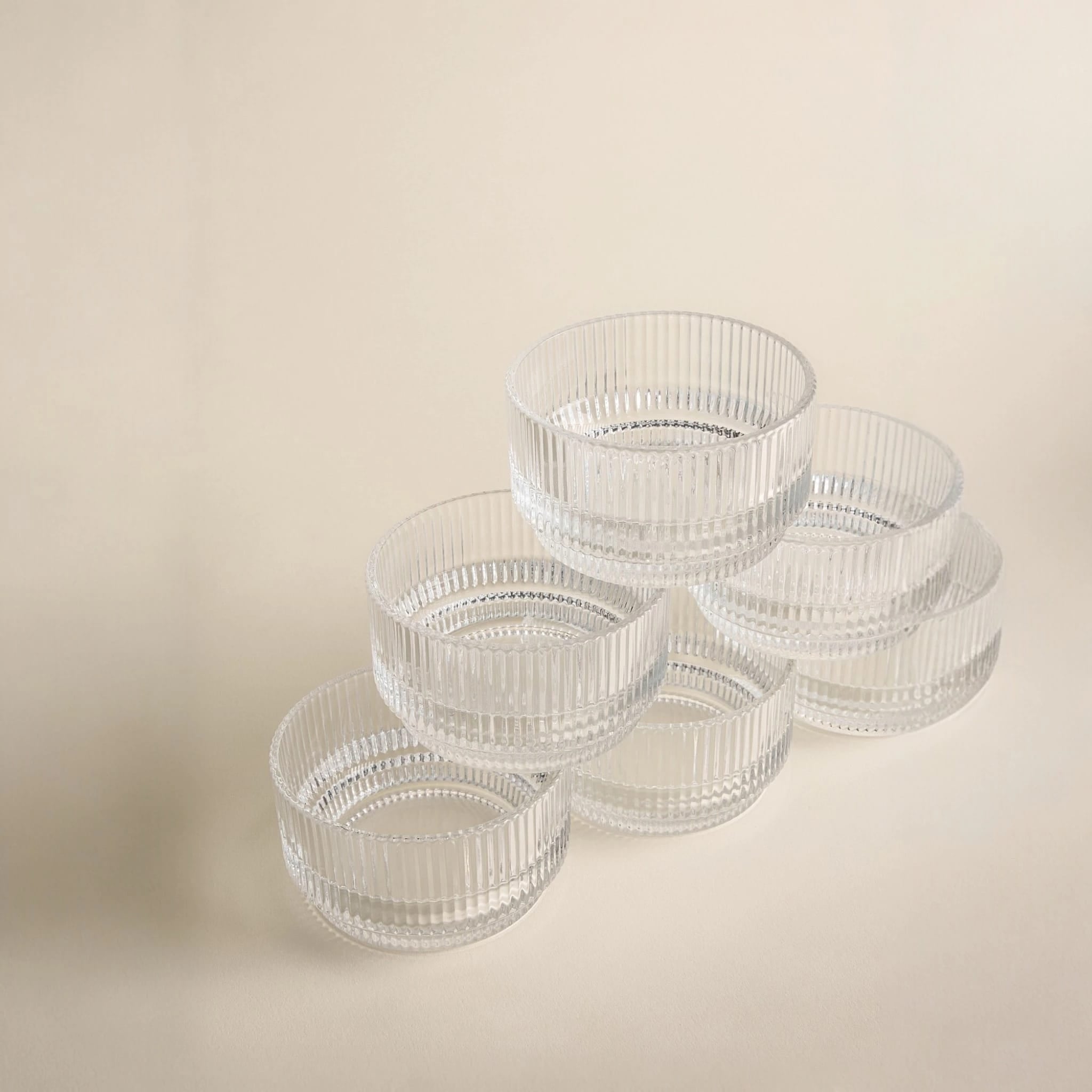 Coupelle en verre strié Stripes à l'unité - Happymuzdeco