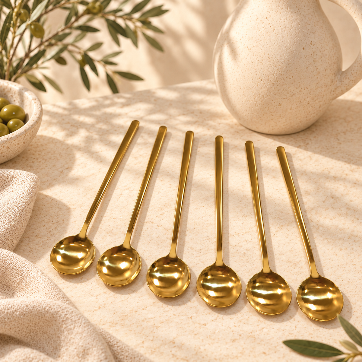 Lot de 6 Cuillères en Inox Dorées – Maison Azuria