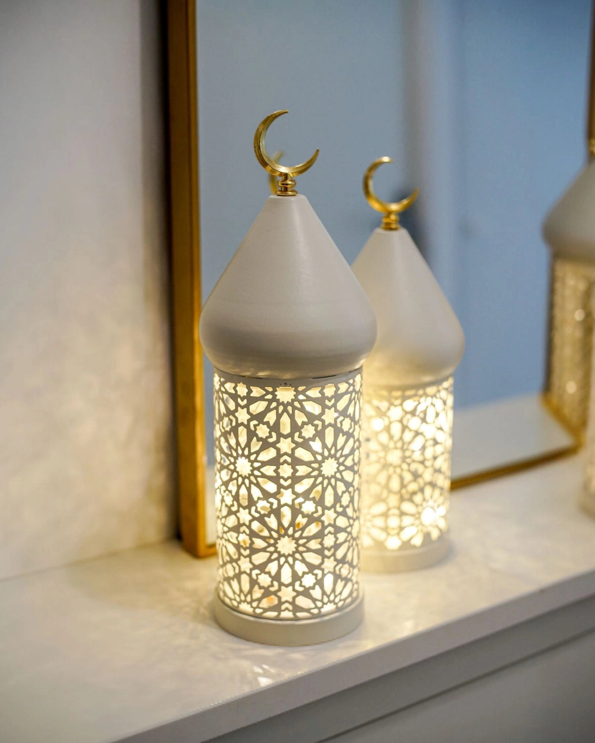 Petite Lanterne lumineuse LED, Blanche – Maison Azuria