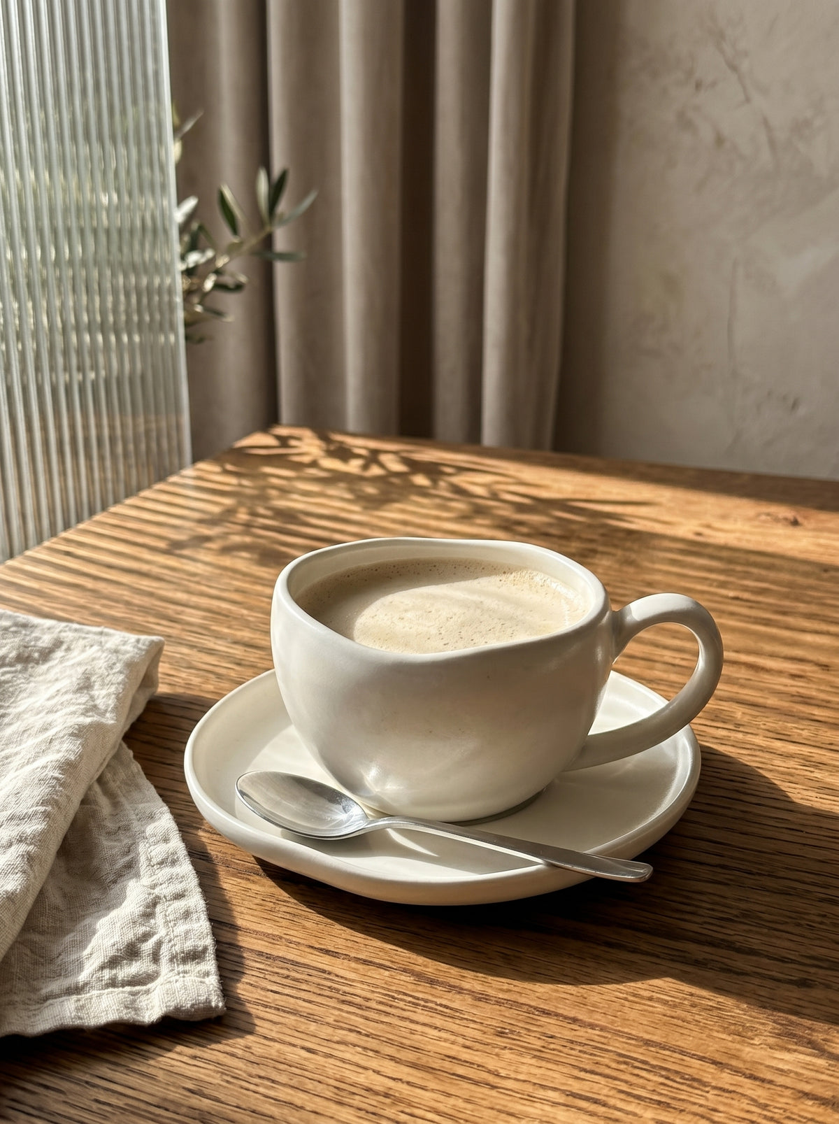 Service à café Capital, Tasses 200 ml, en situation, lumière naturelle – Maison Azuria