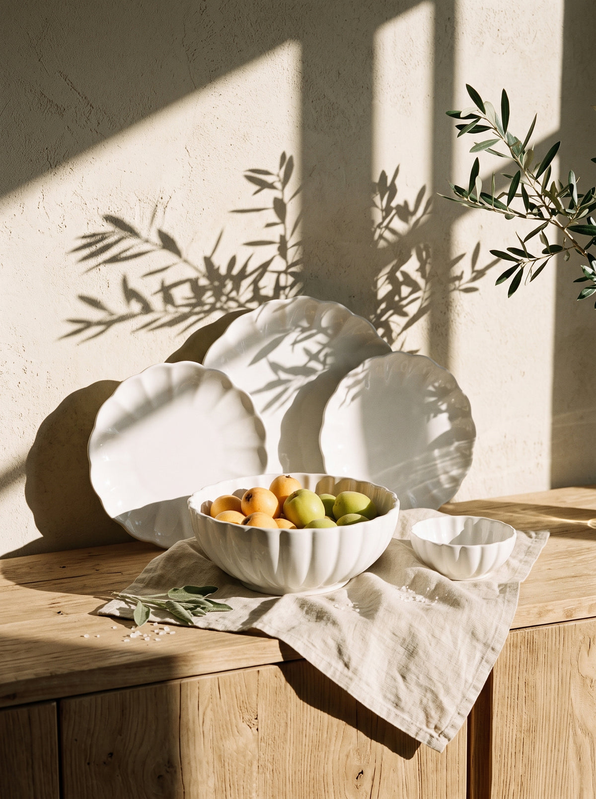 Service de vaisselle Lotus Blanc, 27 Pièces, ambiance art de la table – Maison Azuria