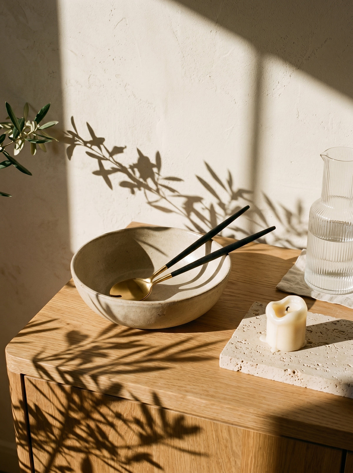 Set à Salade Design Doré et Noir, ambiance art de la table – Maison Azuria