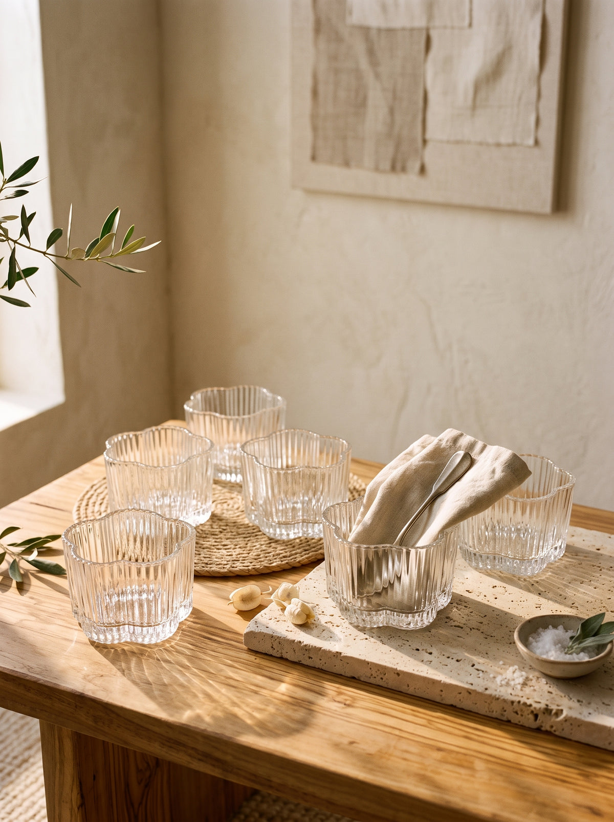 Set de 6 bols apéritif Clover en forme de fleur, ambiance art de la table – Maison Azuria