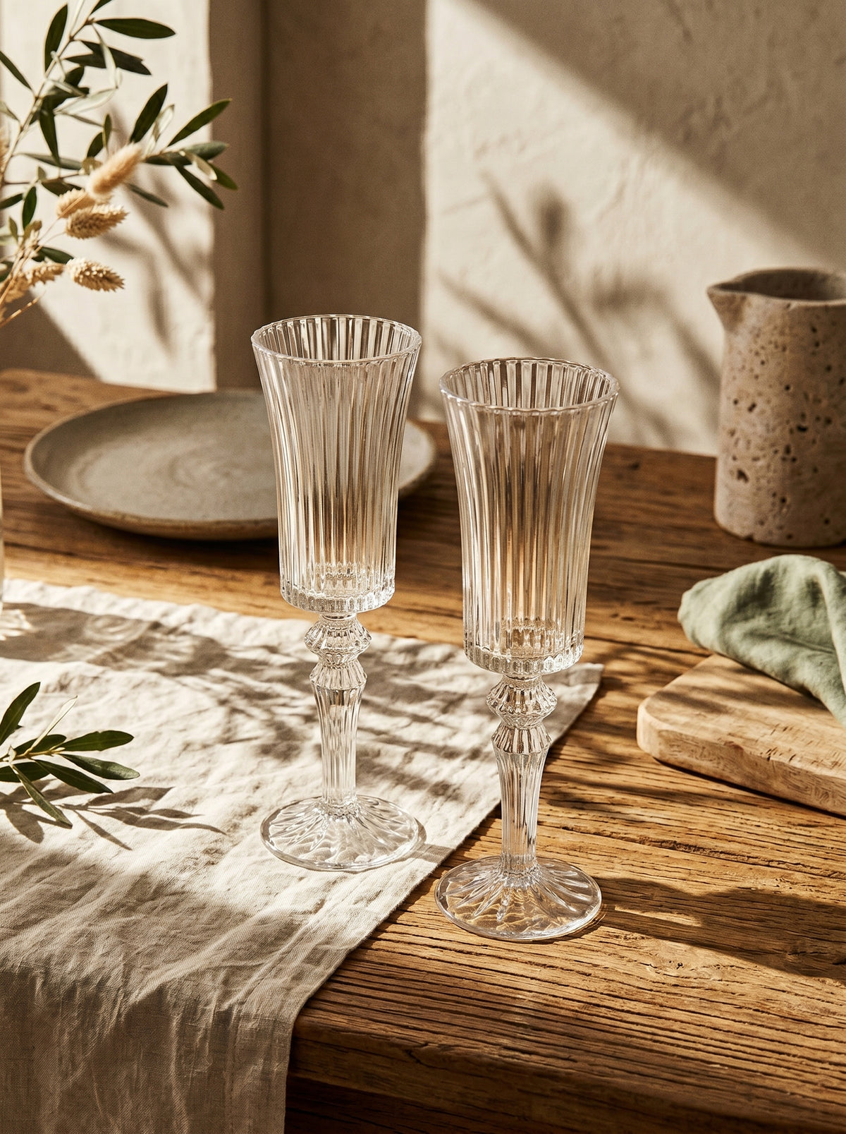 Lot de 6 Verres à pieds Lines élegance Allongé, ambiance art de la table – Maison Azuria