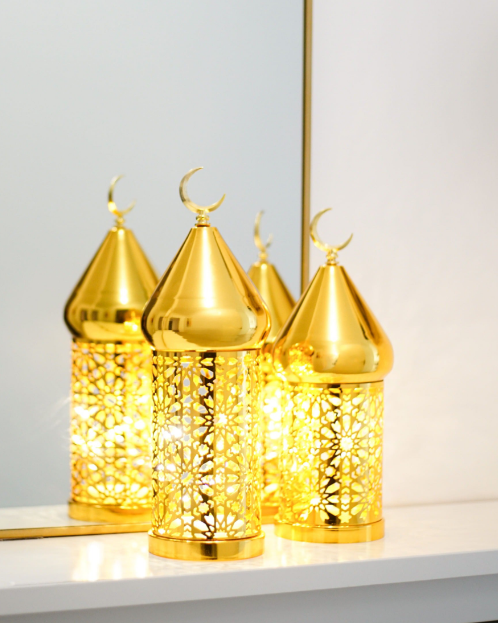 Grande Lanterne lumineuse LED - Doré