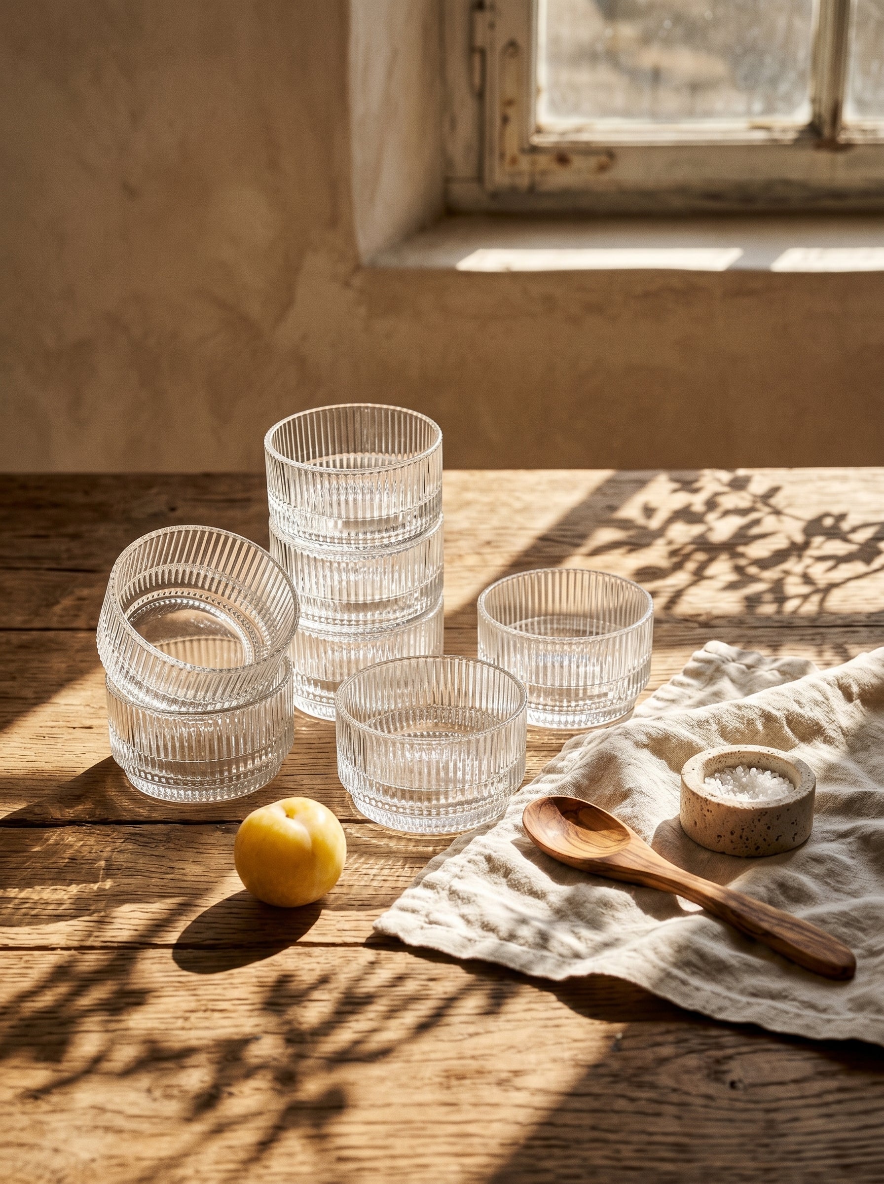 Coupelle en verre strié Stripes à l'unité
