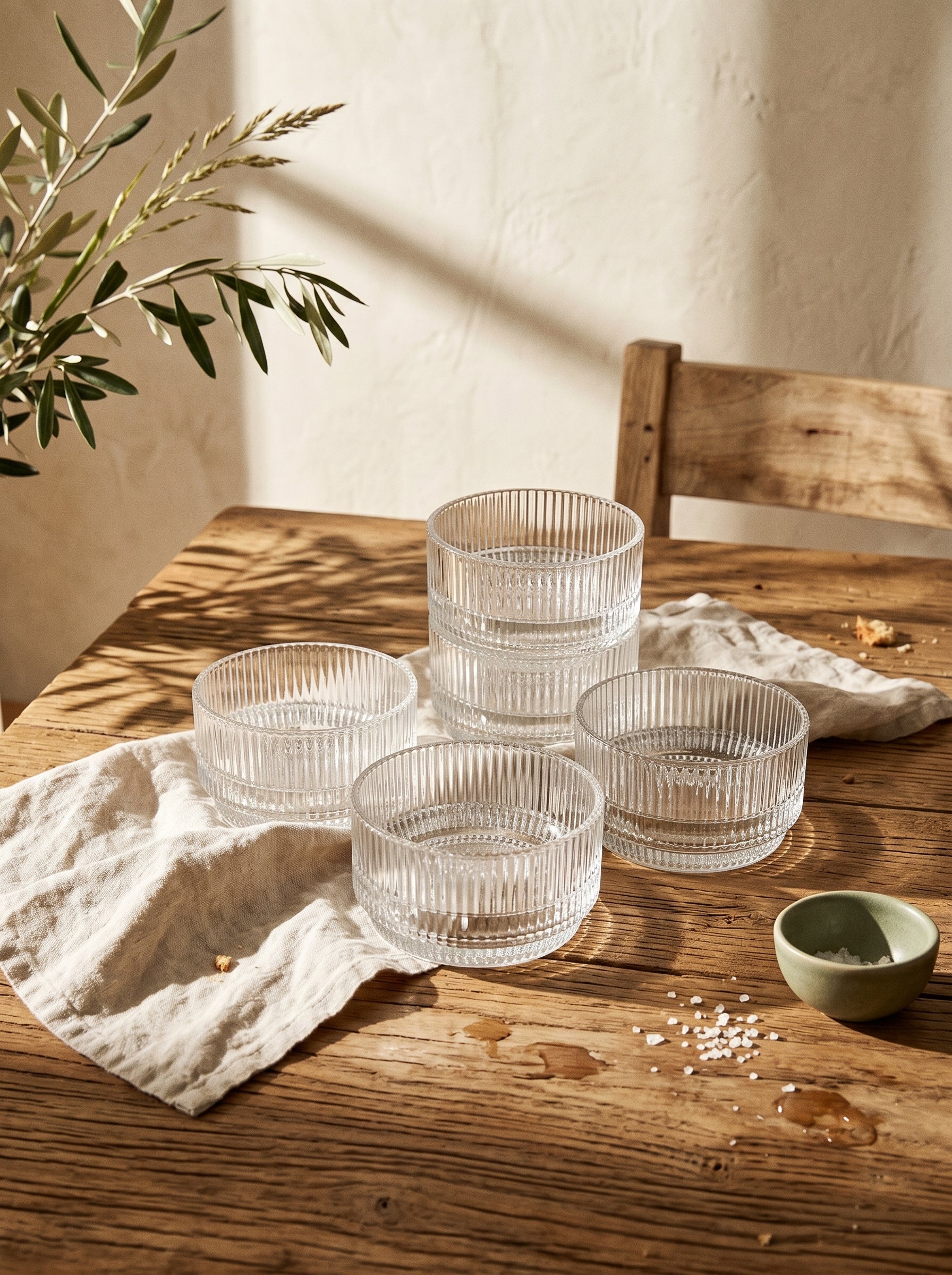 Coupelle en verre strié Stripes à l'unité
