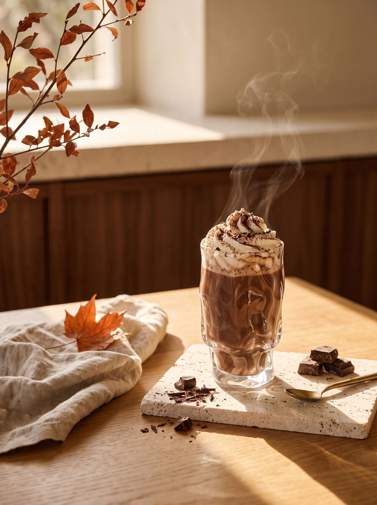 Lot de 6 Grands Verres Wave Nordic, sur une table d'automne dressée – Maison Azuria [AH]