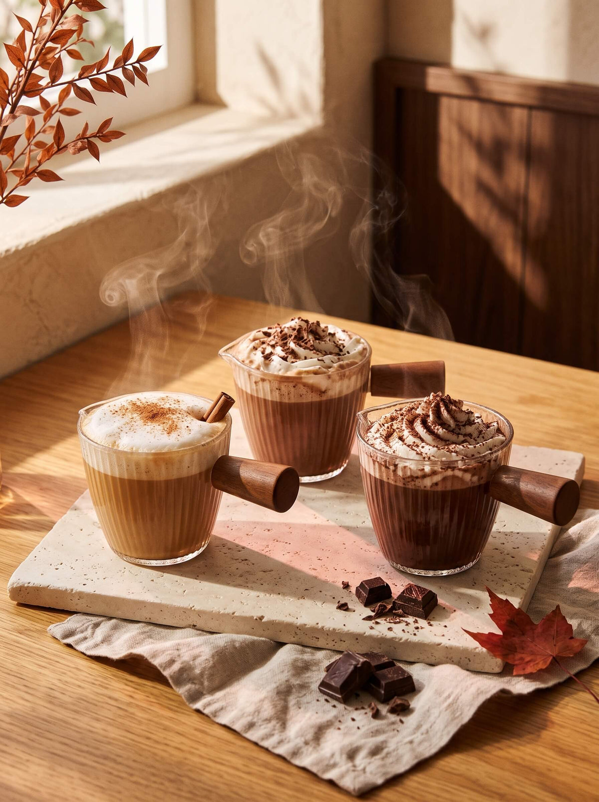 Petit Pot à lait en verre, sur une table d'automne dressée – Maison Azuria [AH]