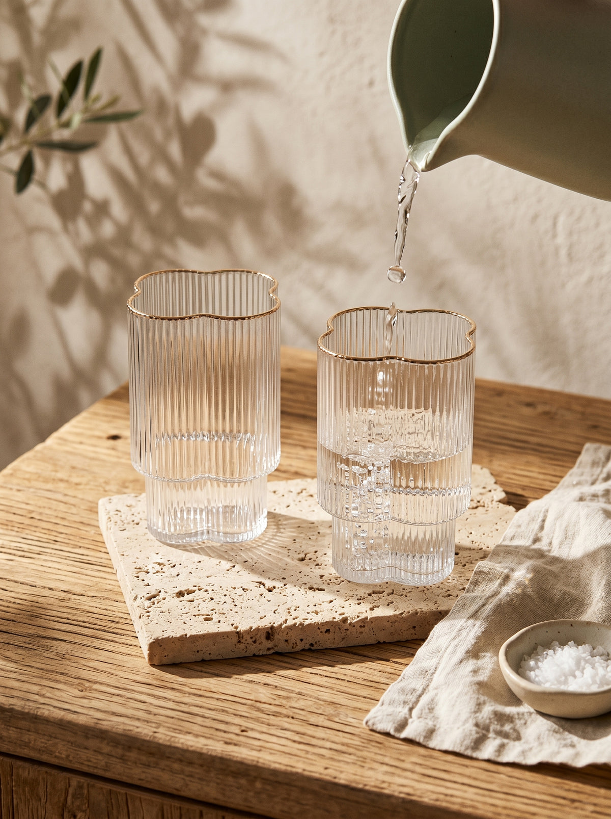 Lot de 6 Petits Verres Trèfle, Liseré doré, ambiance art de la table – Maison Azuria
