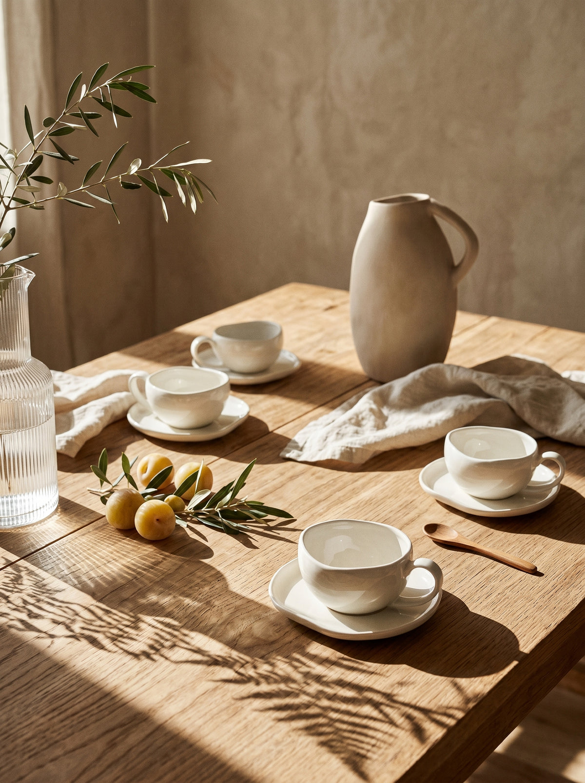 Service à café Capital, Tasses 120 ml, sur une table de réception – Maison Azuria