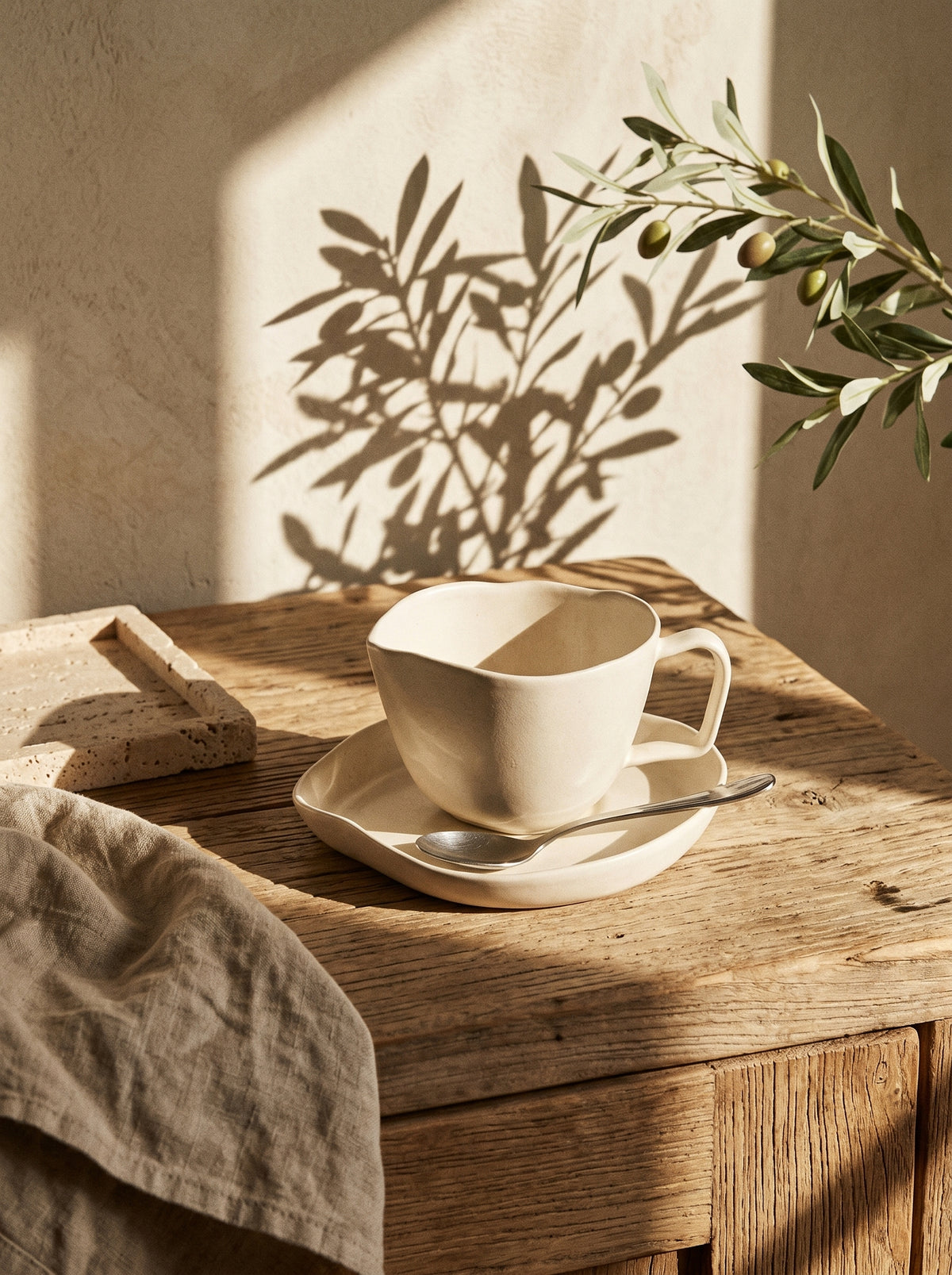 Service à café New Capital, Tasses 200 ml, en situation, lumière naturelle – Maison Azuria