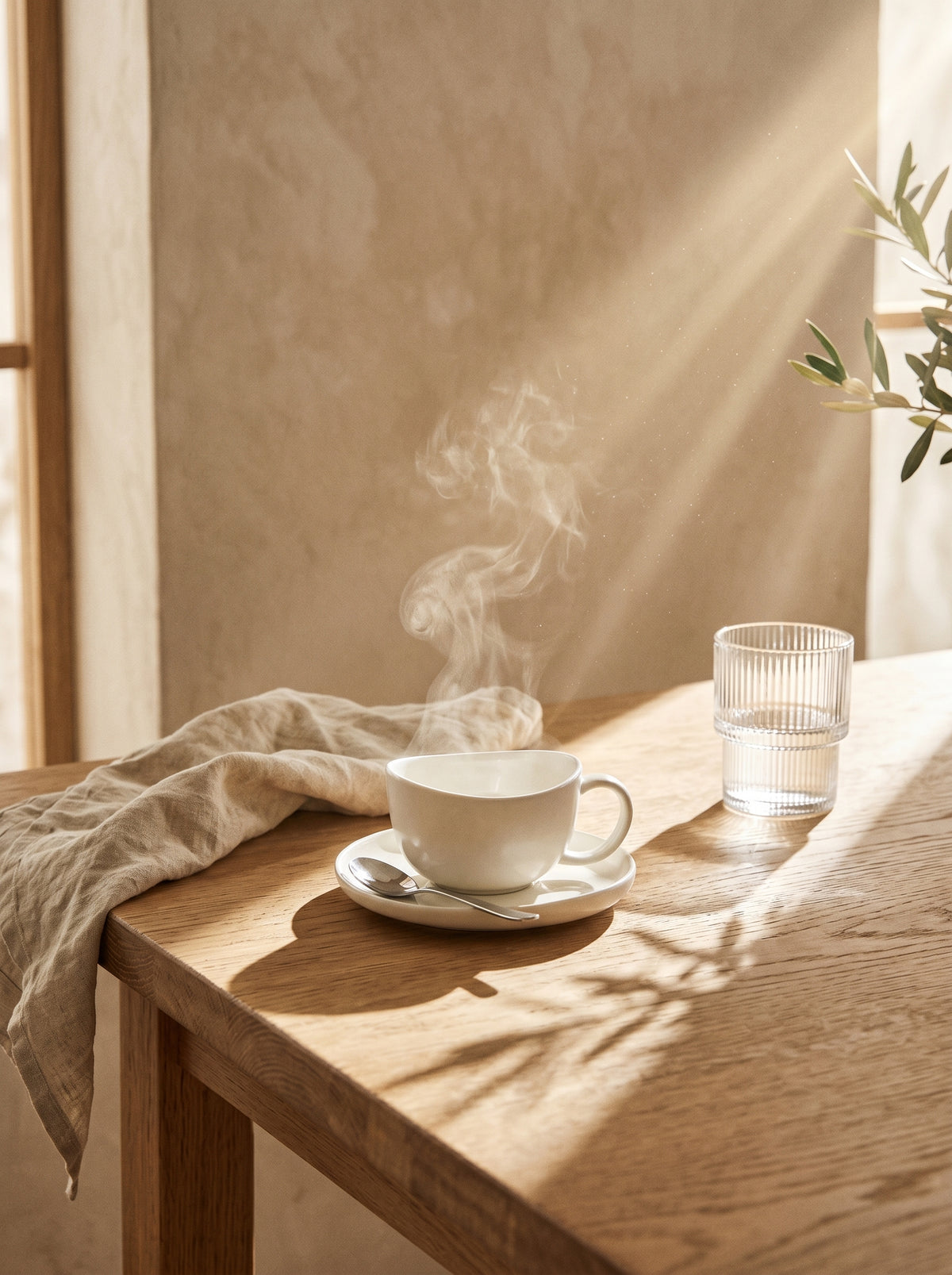 Service à café Smile Coffee, Tasses 120 ml, en situation, lumière naturelle – Maison Azuria