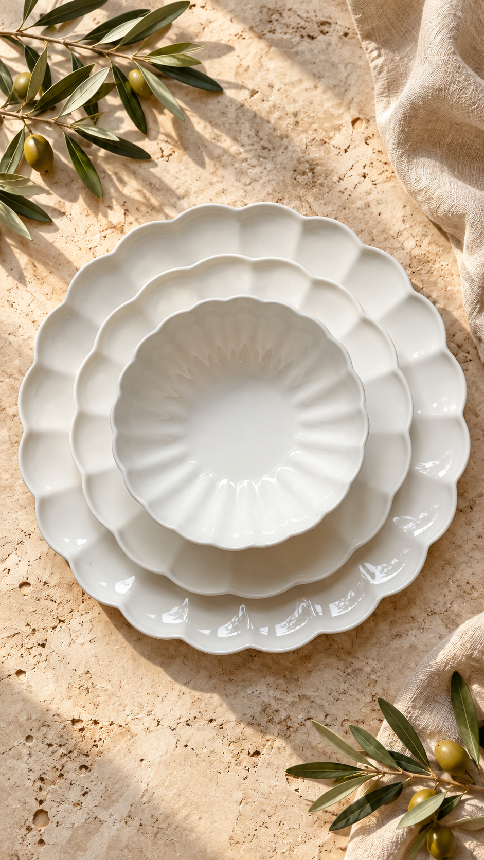 Service de vaisselle Lotus Blanc, 27 Pièces, vue 5 – Maison Azuria