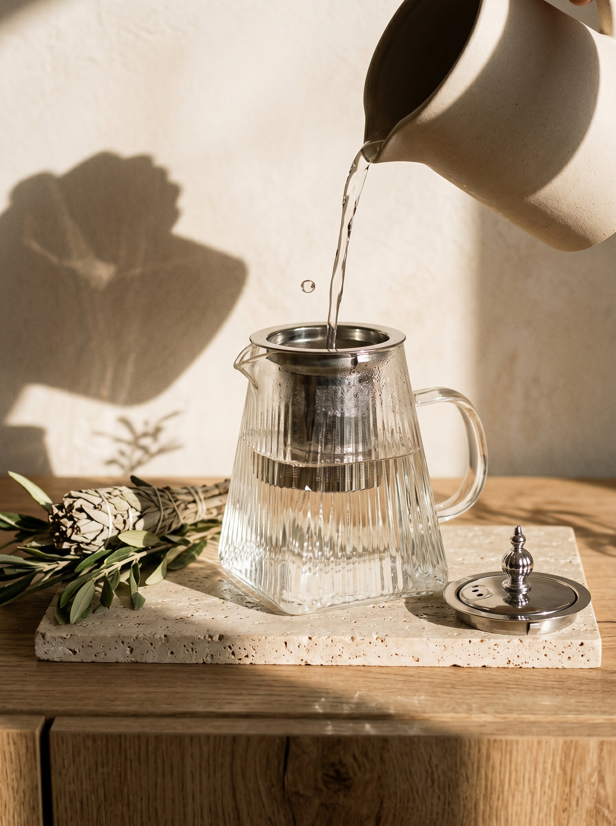 Théière argentée, 450 ml, ambiance art de la table – Maison Azuria