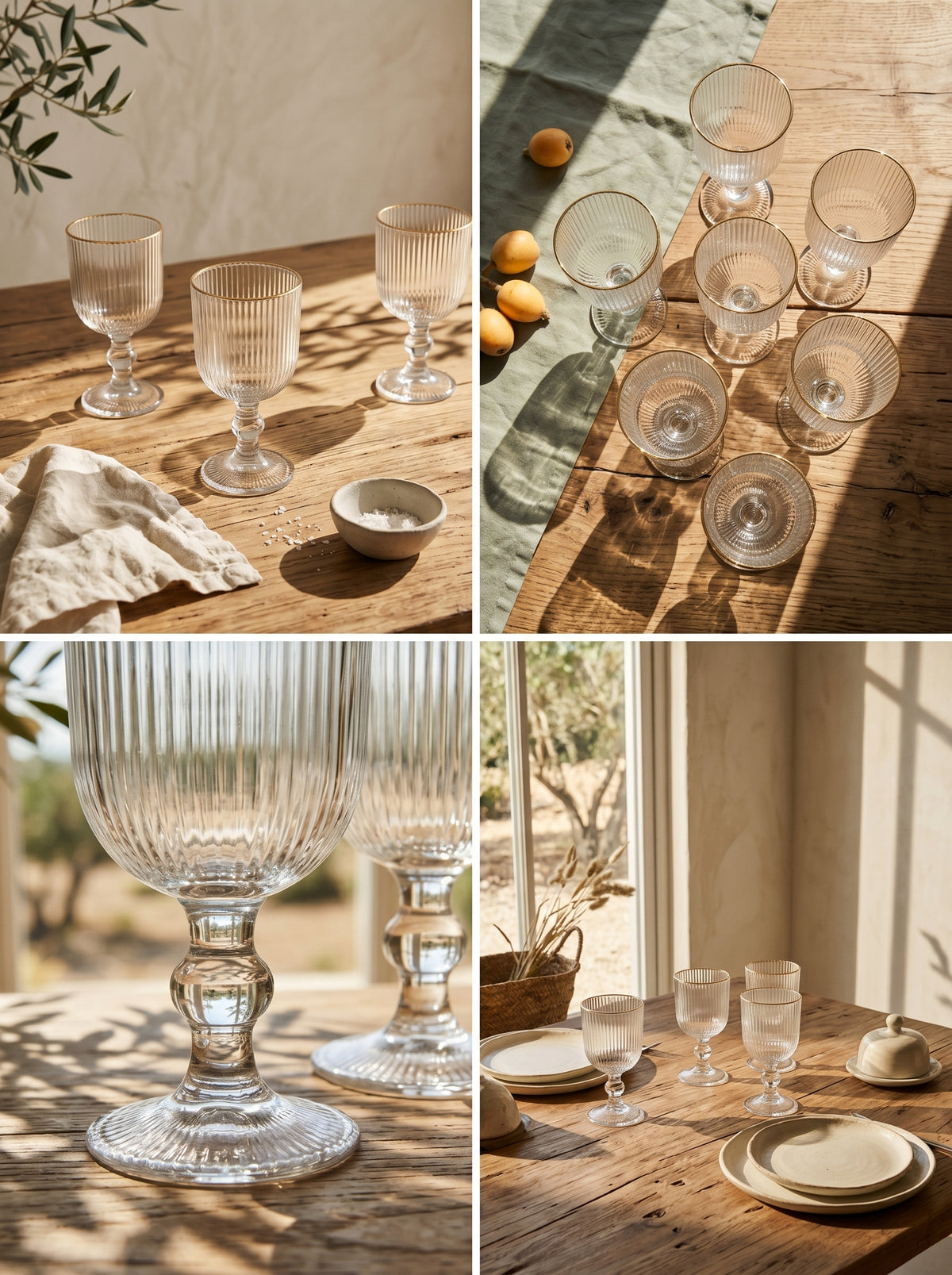 Lot de 6 Verres à pied Line, Liseré Doré, ambiance art de la table – Maison Azuria