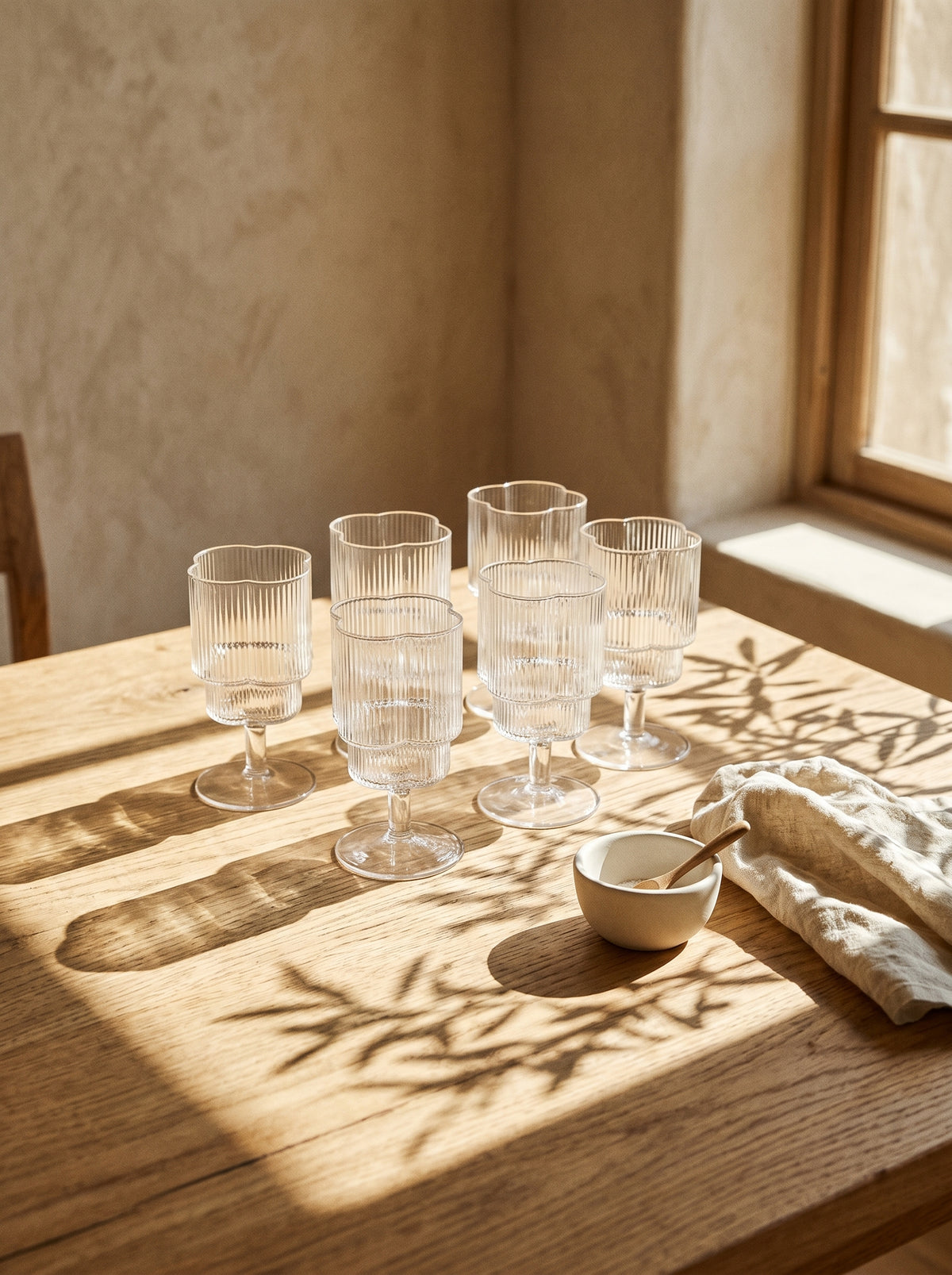 Lot de 6 verres à pied Trèfle, ambiance art de la table – Maison Azuria