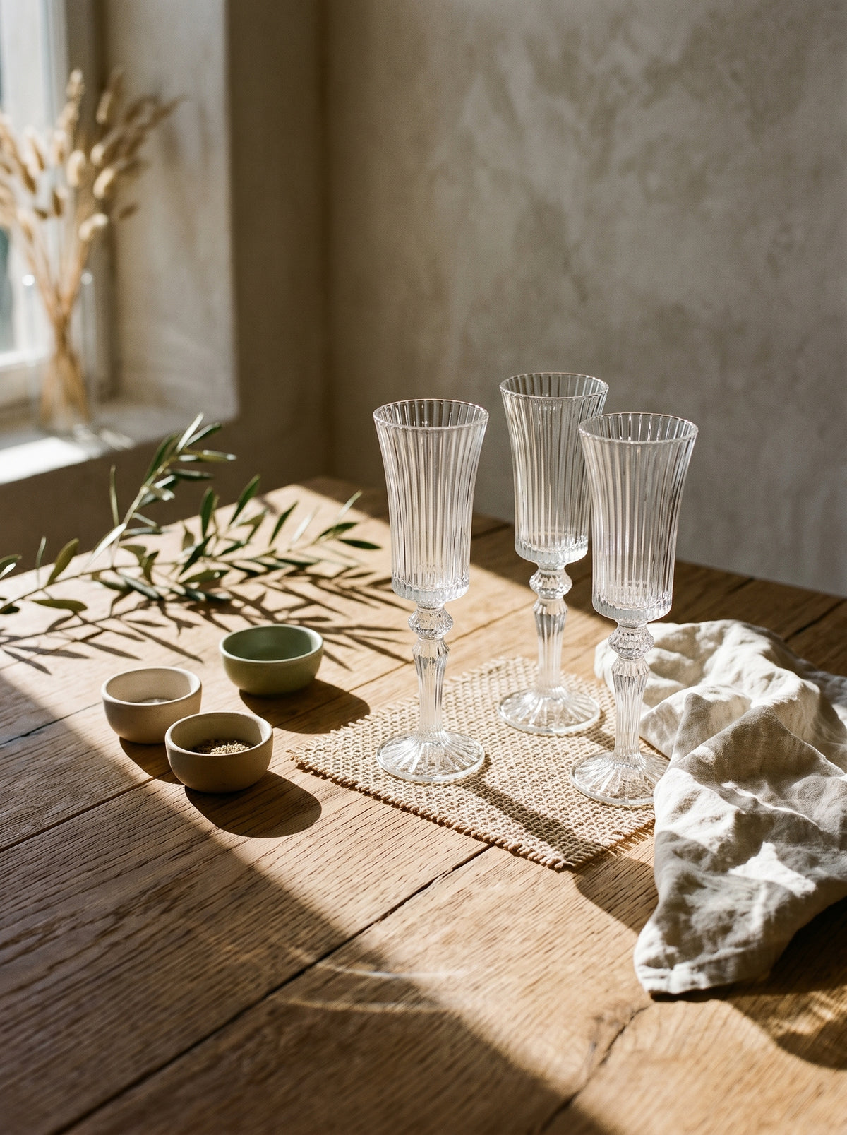 Lot de 6 Verres à pieds Lines élegance Allongé, dans un décor de table sobre – Maison Azuria